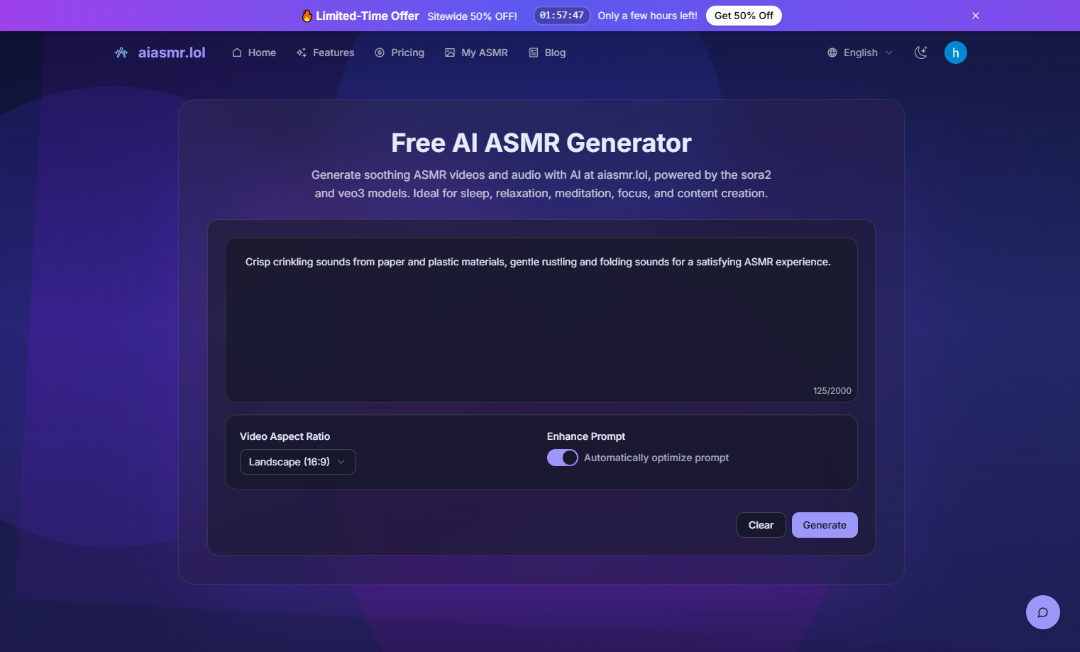 AI ASMR Generator | All in one studio for creator - Product Image