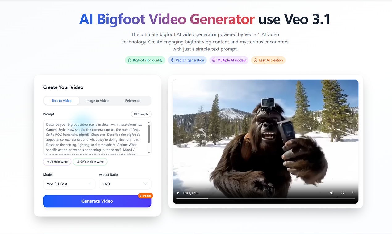 AI Bigfoot Video Generator - Product Image