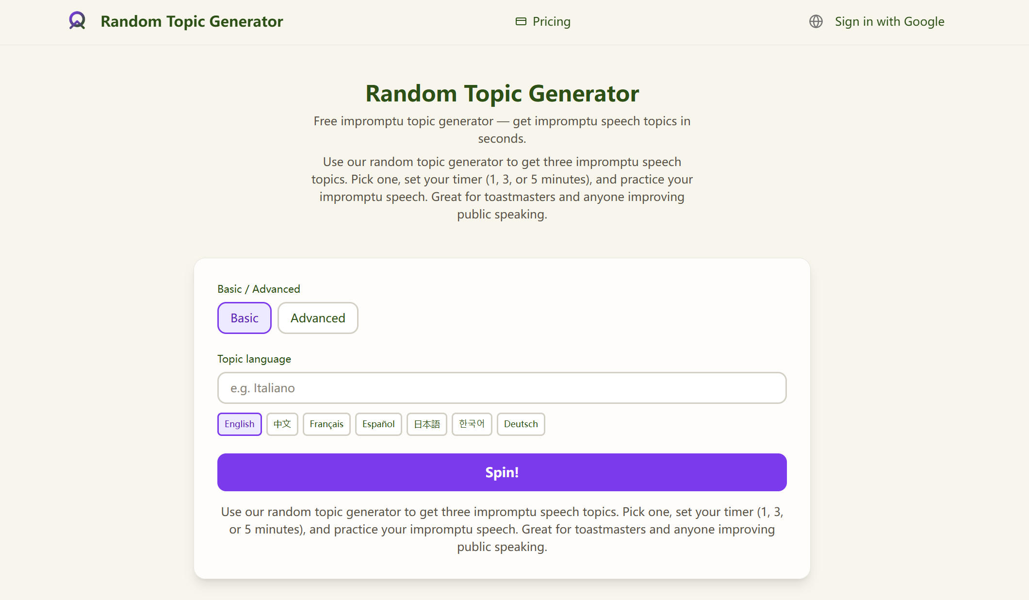 Random Topic Generator - Product Image