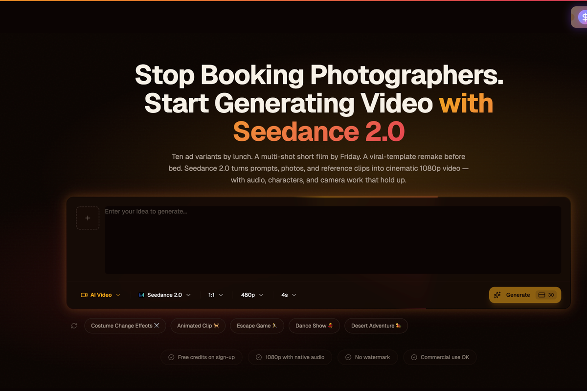 Seedance 2.0 AI Video Generator - Product Image